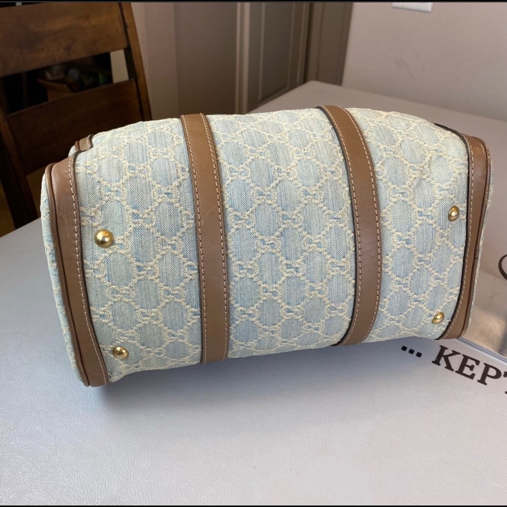 Gucci GG Rare Supreme Jeans Boston Bag Satchel - Picture 5 of 9